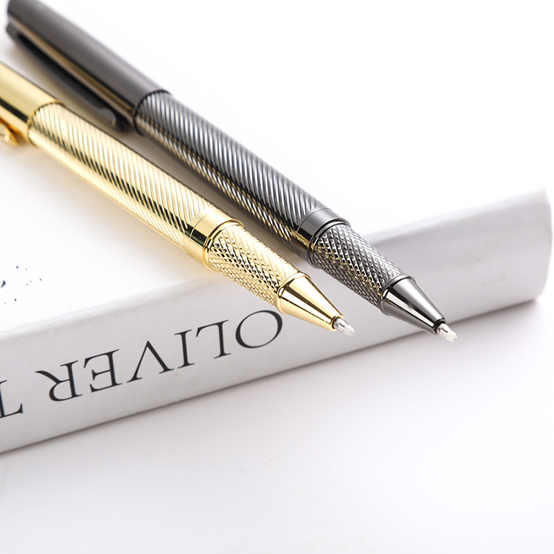 En stock de alta calidad de metal firma pluma superficie brillante galvanoplastia pluma de gel regalo negocio pluma de agua pluma de publicidad logotipo láser