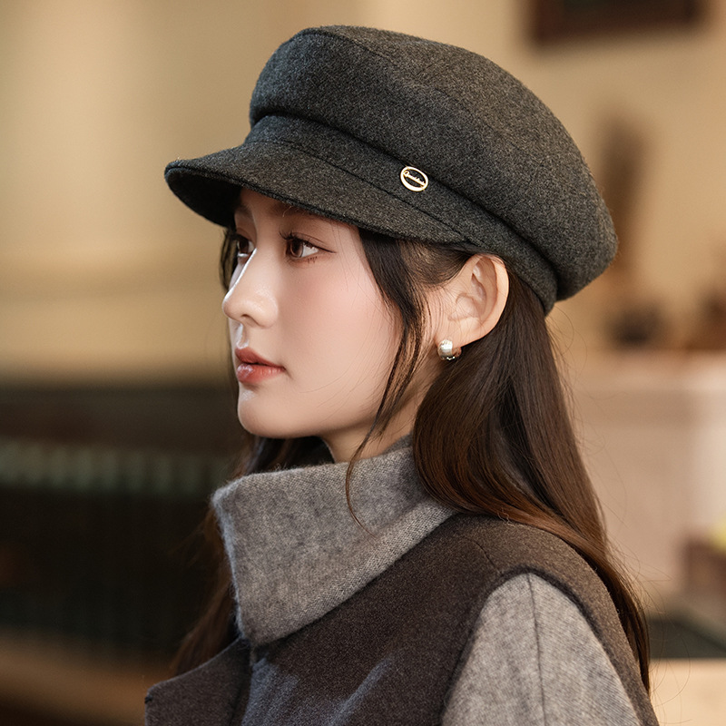 秋冬季帽子女款百搭英伦风时尚贝雷帽防风保暖画家韩版时尚八角帽|undefined