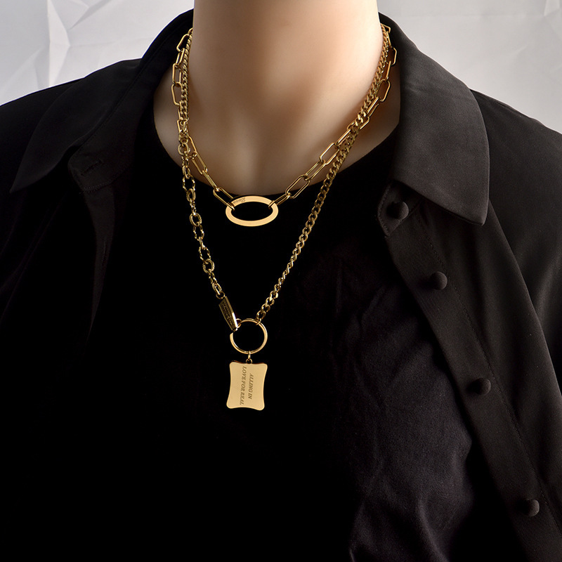 Collar De Acero De Titanio Simple Geométrico Con Letras De Hip-hop A La Moda display picture 2