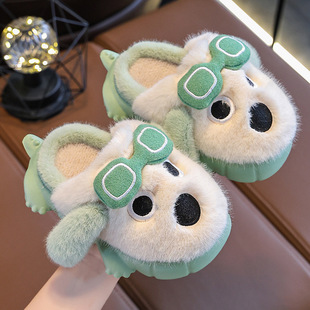 Children's cotton slippers autumn and winter 2023 boys and girls baby infant shoes warm indoor home closed toe bag heel