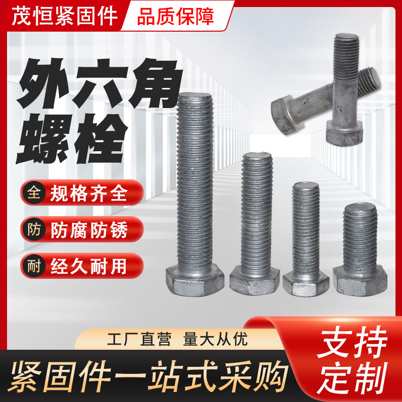 厂家供应外六角螺栓镀锌全丝外六角螺栓高强电力铁塔螺栓光伏配件