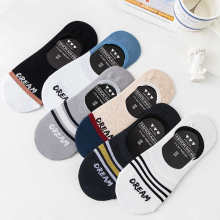 夏季袜子男士浅口隐形袜硅胶防滑字母ins薄棉短袜豆豆鞋袜套批发