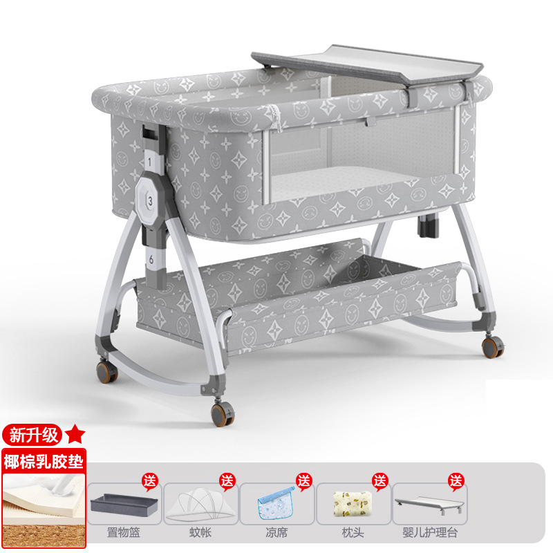 Cuna de bebé recién nacido cama costura Cama grande Baby Shaker BB cama de los niños cuna cama multifuncional móvil plegable image 12