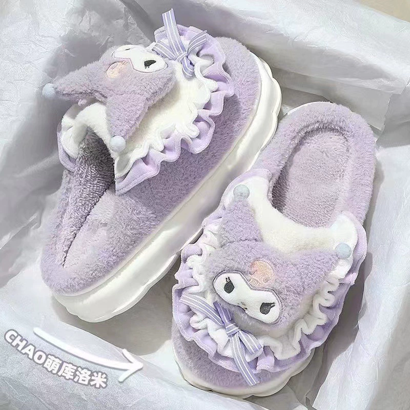 Winter cute keep warm non-slip slippers for students, plush