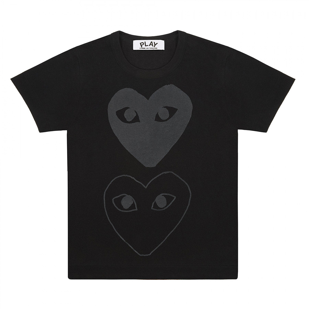 Comme des Garçons Play T-shirt Two Grey Hearts Black