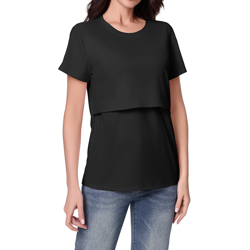 2025年貿易マタニティ婦人服の実物写真、Amazonベストセラー半袖Tシャツ、新素材、クロスボーダーキャンディーカラー授乳服|undefined