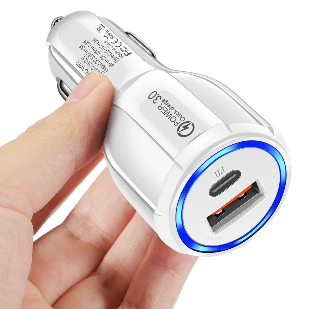 15W QC3.0+3A PD автомобильная зарядка быстрая зарядка автомобильная сигаретная зажигалка один драйв и дваflash зарядка оптом