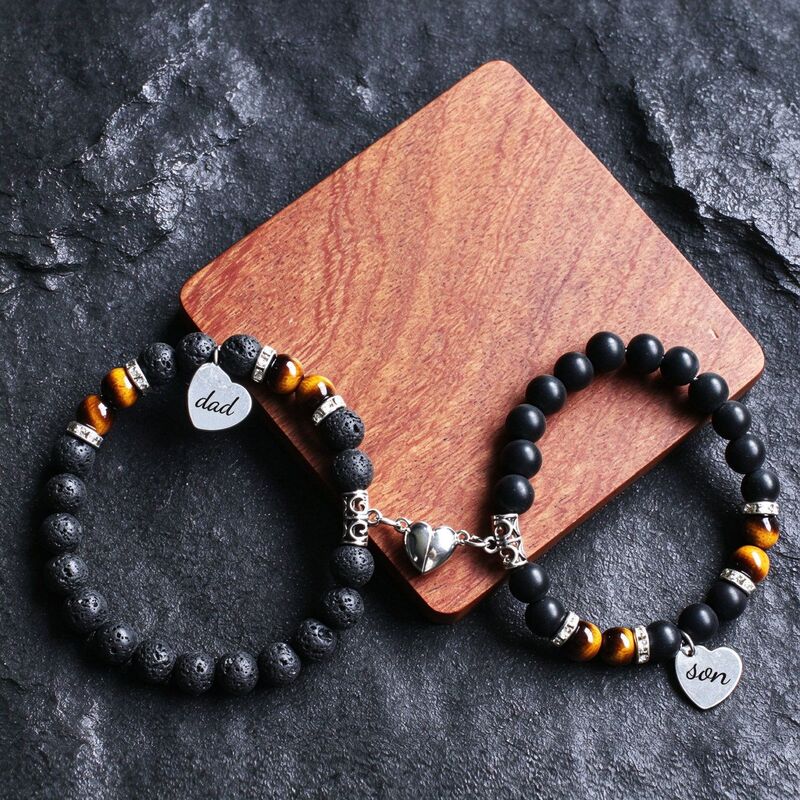 Cross-Border Amazon Best-Selling Tiger Eye Stone, Turquoise, Volcanic Stone Mother's Day Father's Day Parent-Child Love Magnetic Bracelet Cross-Border Amazon Best-Selling Tiger Eye Stone, Turquoise, Volcanic Stone Mother's Day Father's Day Parent-Child Love Magnetic Bracelet