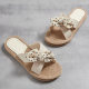 New summer women's one-word slippers hemp rope bottom wave point with fashion trend indoor and outdoor plaid bow slippers