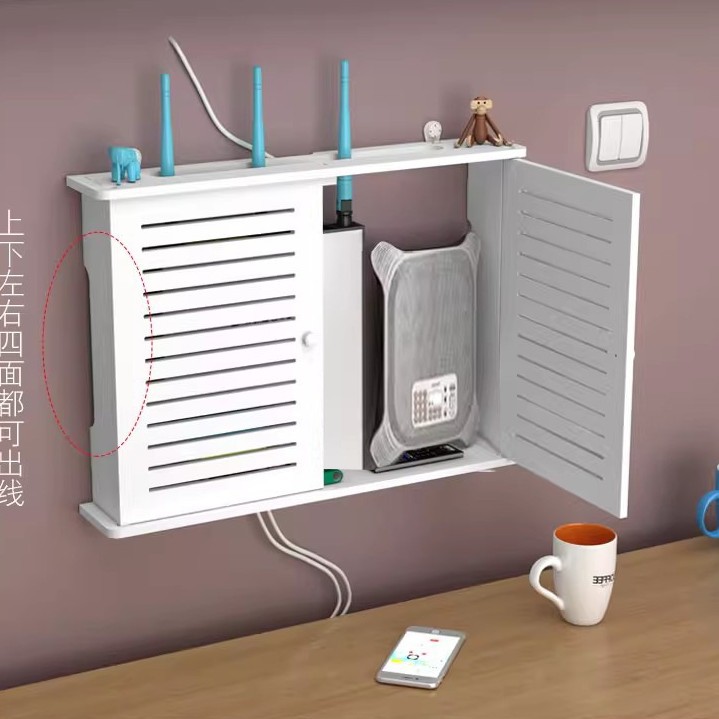 批发创意免打孔墙上置物架电视机顶盒架壁挂卧室客厅路由器收纳盒