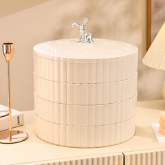 Household multi-layer divided dry fruit box nut candy box divided with lid living room coffee table snack cream fruit plate