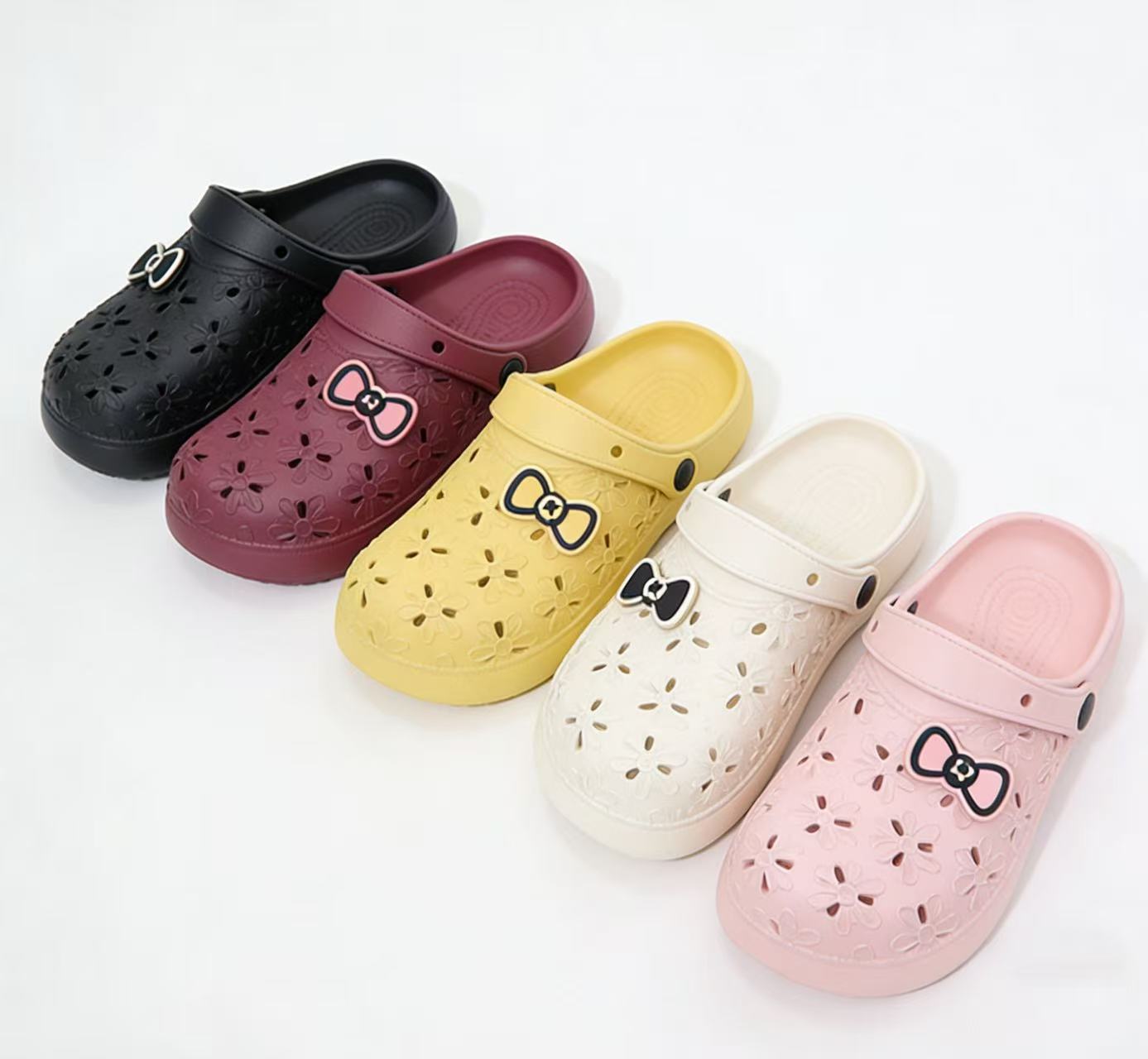 Sweet Bow Hollow Eva Sandals Closed Toe Clogs For Home & Garden_voghion.com