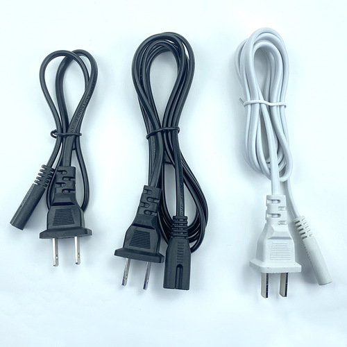Black and white figure-eight type two-prong power cord for printer connection, 1.5 meters, figure-eight tail AC power cord manufacturer