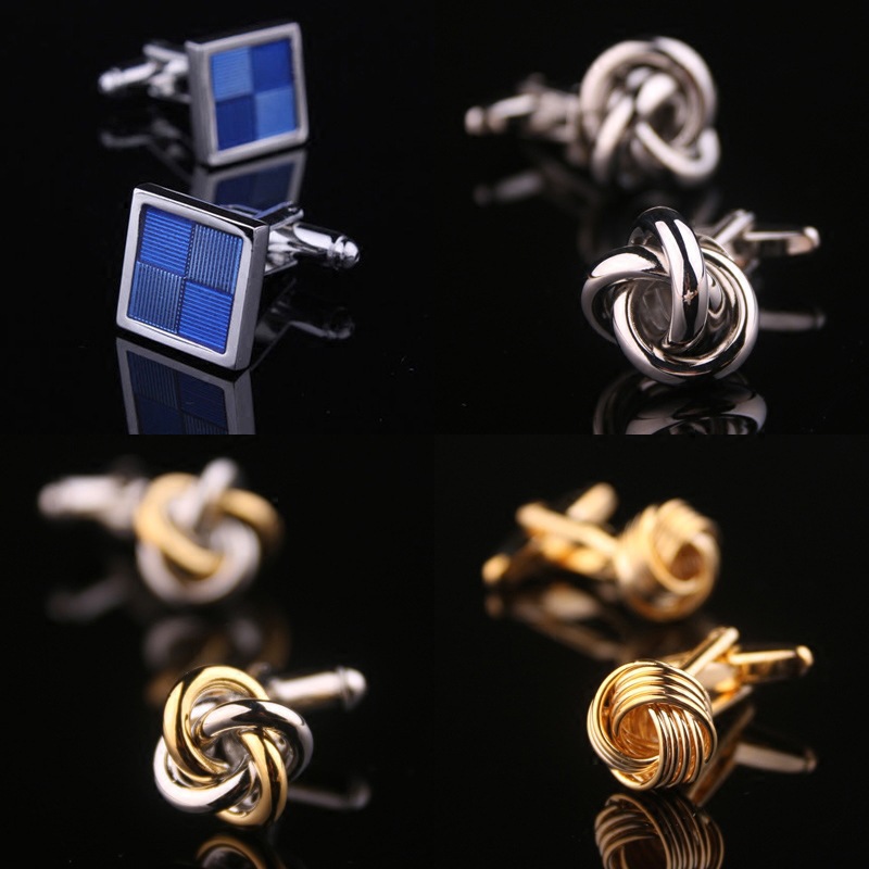 Business Blue Enamel Cufflinks Cuffpins Men's Cuff French Shirt Cuff Stud