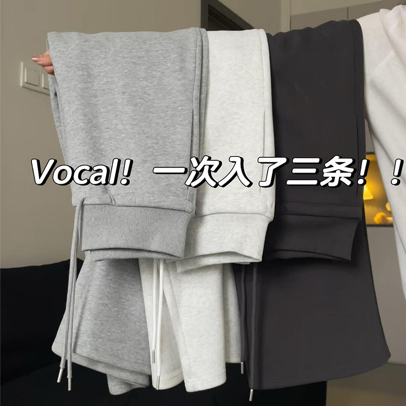 High-Waisted Women's Sweatpants 2025 New Spring and Autumn Drapey Loose Straight-Leg Casual Slimming Floor-Length Wide-Leg Pants