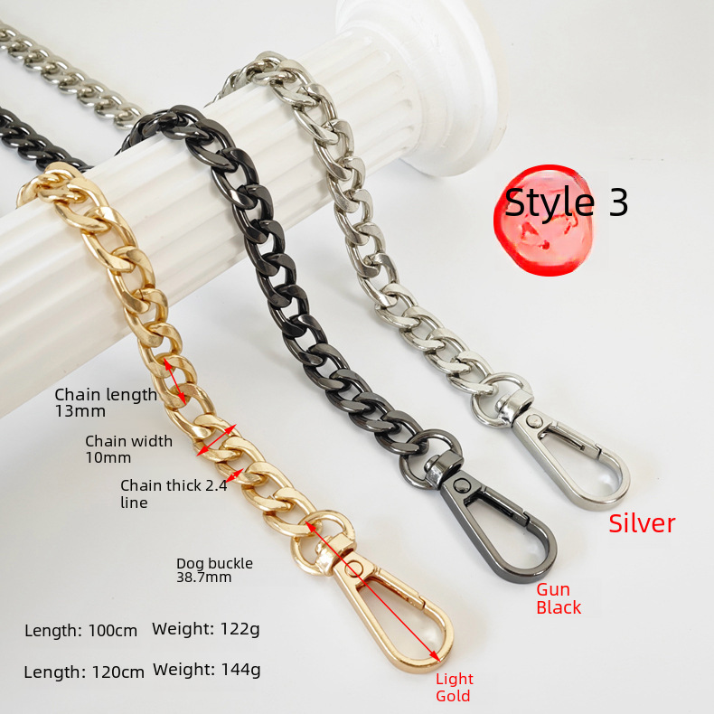 In stock wholesale luggage hardware accessories chain bag chain elegant DIY woven shoulder strap bag with metal bag chain