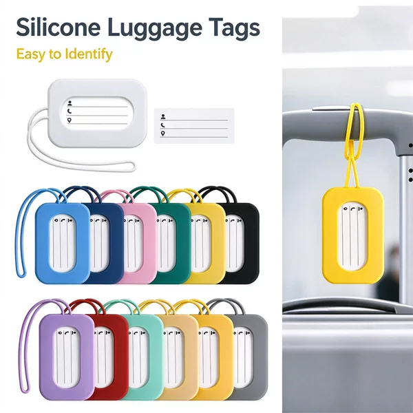 Boarding Luggage Tag with Lanyard to Prevent Loss, Anti-Lost Identification Tag for Suitcase and Handbag, Silicone Luggage Tag