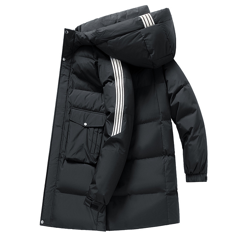 Down jacket men's 2023 winter new product, high-quality white duck down long style couple outfit, embroidered workwear_voghion.com