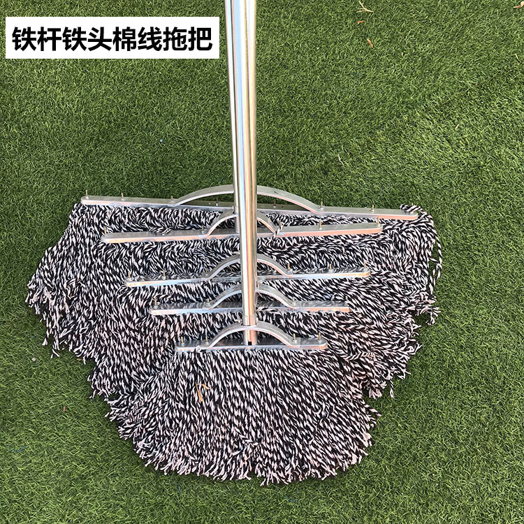 Wholesale mop iron head cotton thread mop iron rod absorbent mop mop flat mop flat galvanized rod hand twist iron head