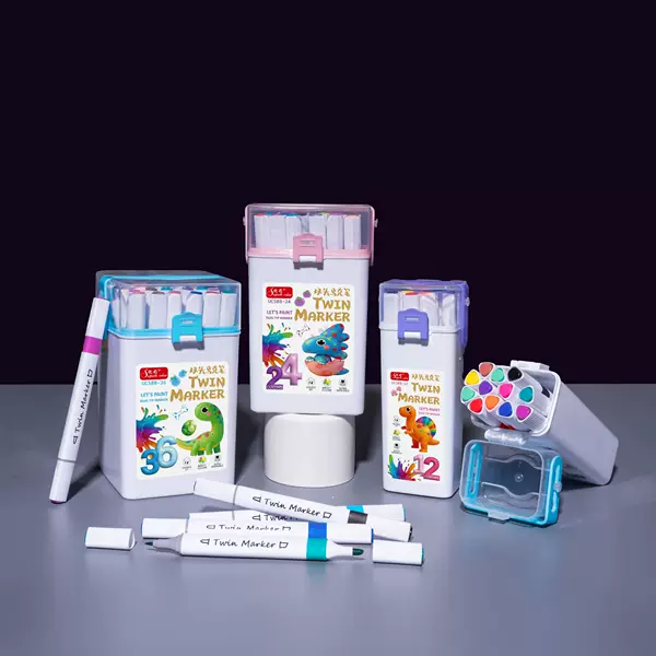 Water-Based Marker Set for Elementary School Students, Art Drawing Pens, 36 Watercolor Pens, Painting Set, Watercolor Pens