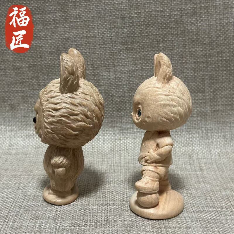 拉布布桃木雕刻工艺品创意木质摆件手把件可爱儿童玩具拉布布|undefined