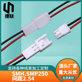 2.54mm间距SMH250 SMP250红黑公母对插端子线 1007-24AWG电子线