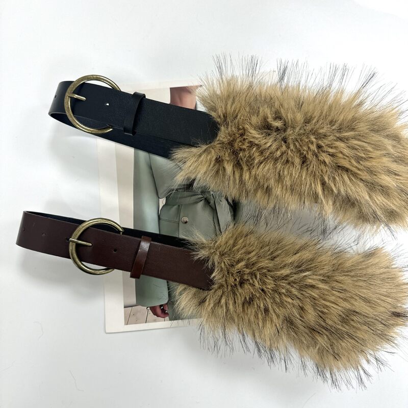 Furry Jazz Dance Belt Accessories for Women Y2K Punk Style Design Niche Plush Belt to Match Jeans