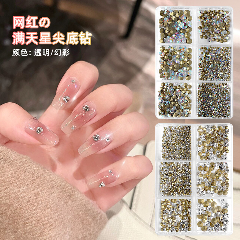 Nail Art Flat Bottom Diamond Jewelry Internet Celebrant Explosive White Small Flash Luxury Round Water Diamond Mixed Nail Sticker Nail Art Flat Bottom Diamond Jewelry Internet Celebrant Explosive White Small Flash Luxury Round Water Diamond Mixed Nail Sticker