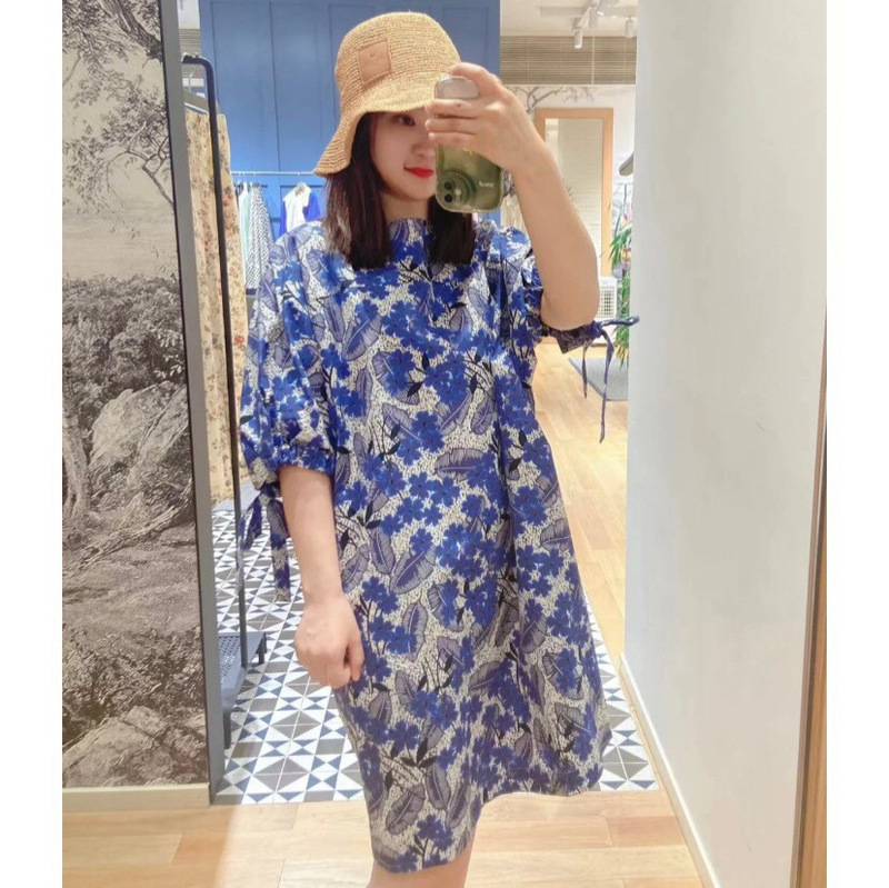 4430 Weekend Spring and Summer New Blue and White Porcelain Cotton Poplin Print Dress Women's Skirt 4430 Weekend Spring and Summer New Blue and White Porcelain Cotton Poplin Print Dress Women's Skirt