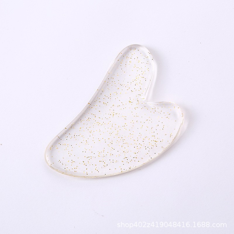 Crystal Heart Gua Sha Facial Massage Tool Resin Scraping Board for Face Lifting and Home Use 8x5cm specifications