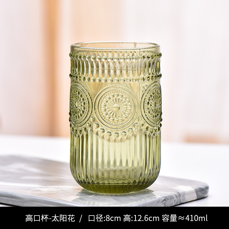 Copa de rayas verticales de vidrio retro europeo, copa de vino tinto, copa de postre alto de helado, copa de vino de frutas de uva de champán casero