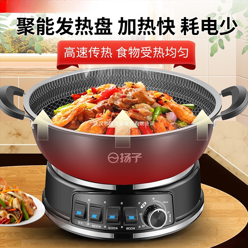扬子蜂窝不粘锅电炒锅家用多功能蒸汤炒菜一体式插电煮火锅电热锅|undefined