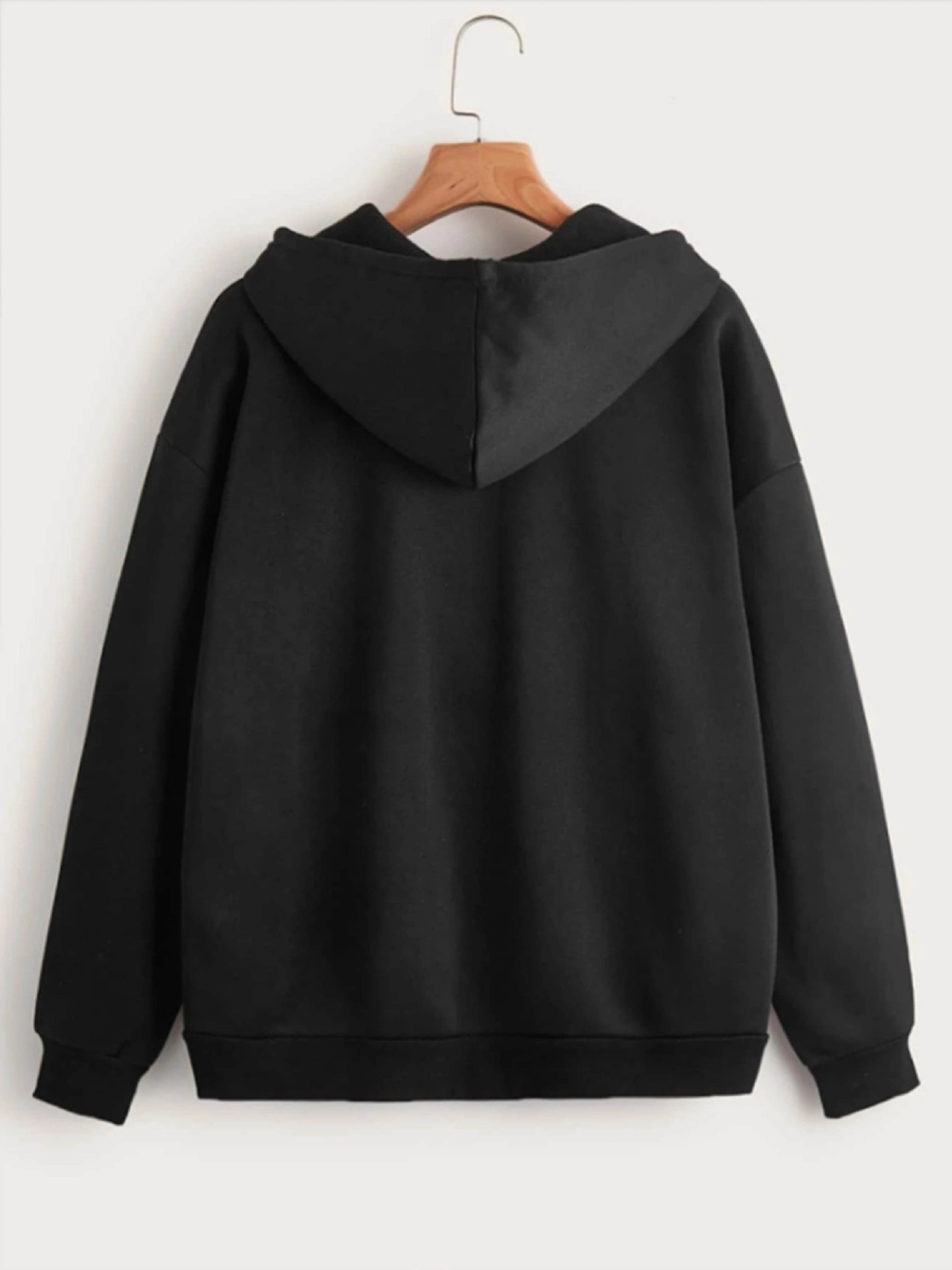 Front Print Long Sleeve Zipper Sweatshirt Autumn Winter Casual Top Drawstring Fashion Hoodie_voghion.com
