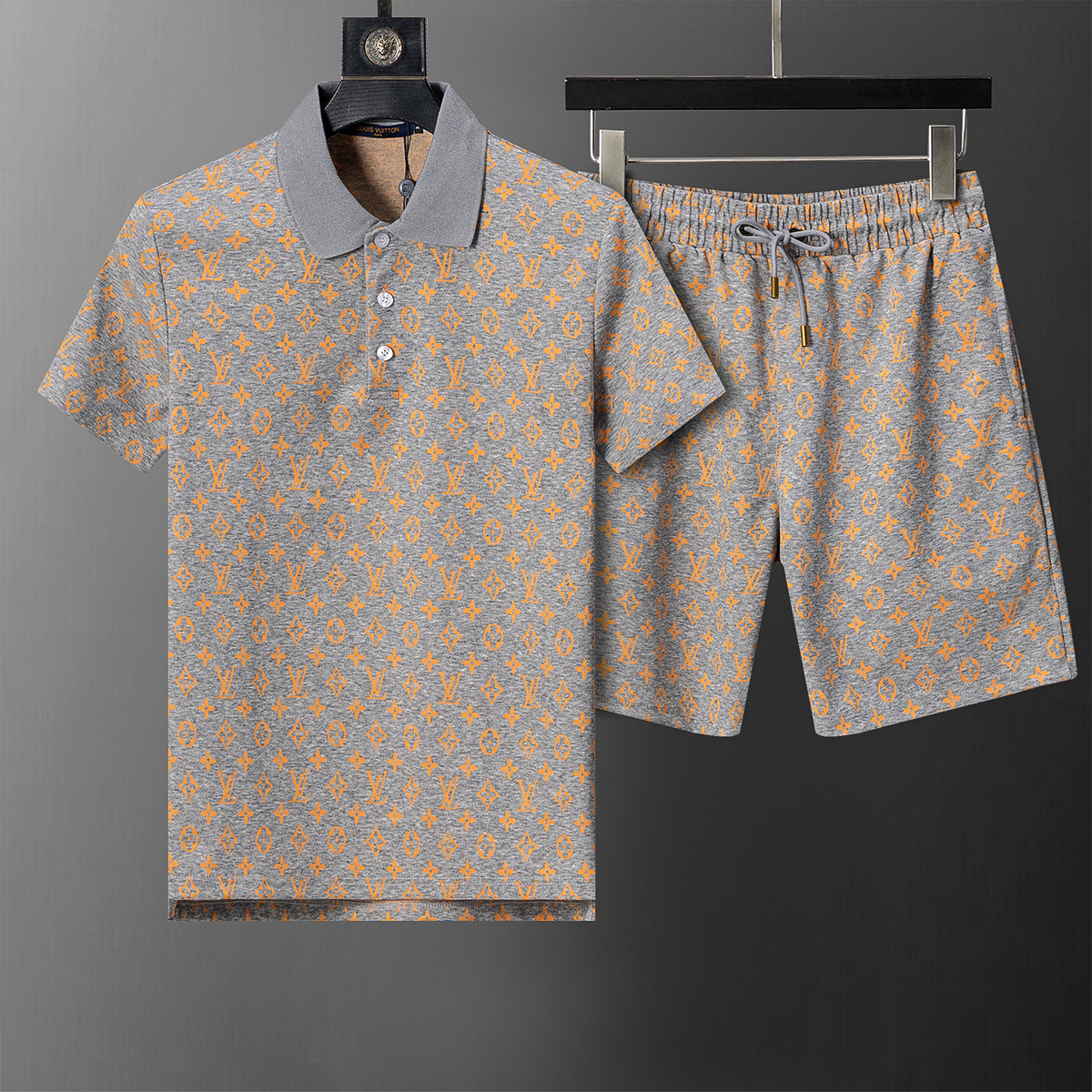 Traje de manga corta de alta calidad, traje de solapa, letras clásicas, traje POLO de algodón con impresión completa, estilo masculino y femenino