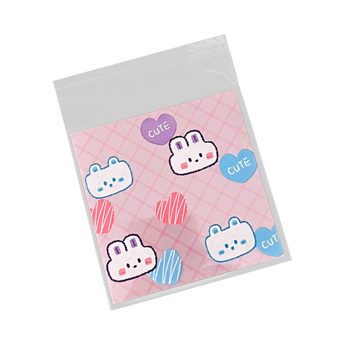 Cute cartoon bear and rabbit with good looks, packing self-adhesive bag, idol star card holder, protective bag, self-sealing bag