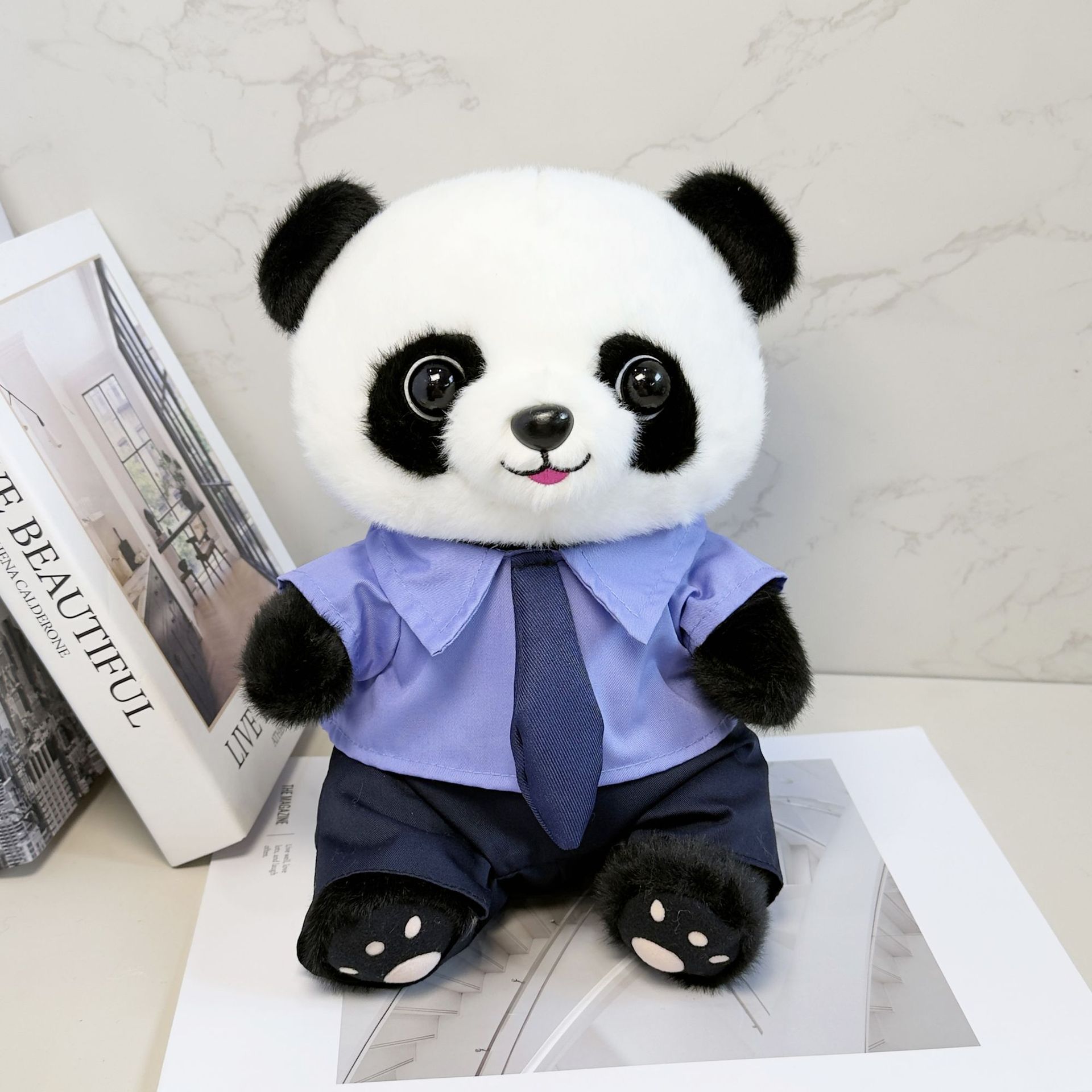 Muñeca panda muñeca de peluche muñeca denim Sichuan mochila de recuerdos logotipo de regalo del banco panda