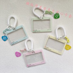 批發橫板卡套ins滑蓋透明拍立得可愛明星咕卡證件鑰匙扣可放搖搖