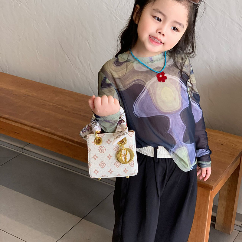 韩版女童单肩包洋气迷你带丝巾小孩手提包2025新款儿童斜挎水桶包|undefined