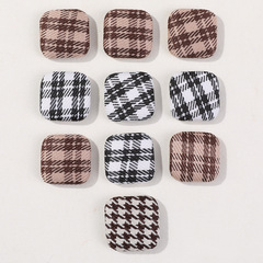 日式文藝布藝格紋方形紐扣包扣DIY頭飾髮飾髮夾女手機殼材料批發