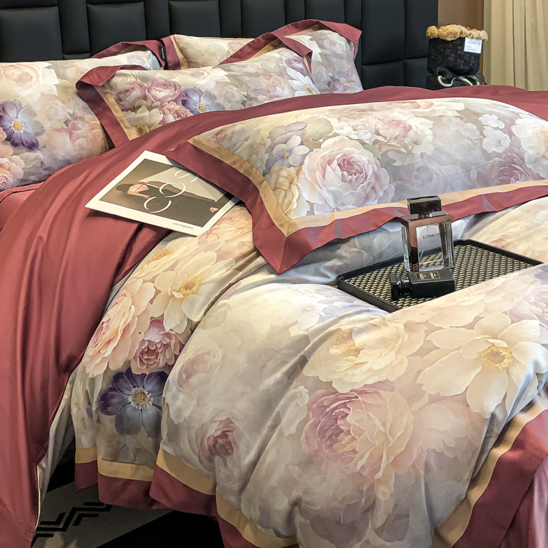 2024 nuevo traje de cuatro piezas de impresión digital de algodón 50S