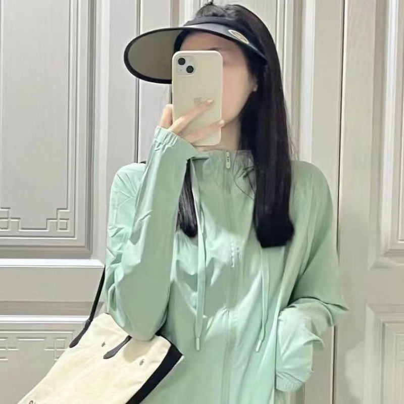 녹색 자외선 차단제 카디건 [아이스 실크 통기성]]