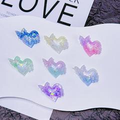 树脂配件批发diy饰品【软爱心双蝴蝶】卡35*27mm爆闪萤火虫夜光