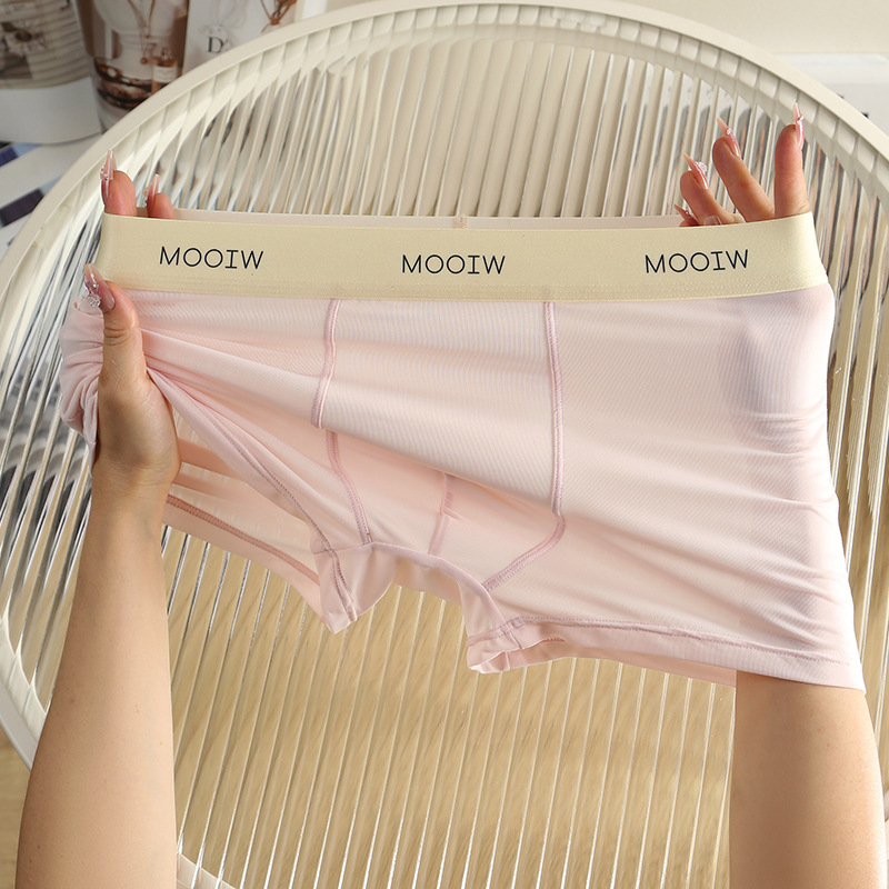 Ropa interior de seda de hielo para hombre, antibacteriano, pantalones de cuatro esquinas para hombre, ropa interior bóxer transpirable para adolescentes delgada de verano, hombres