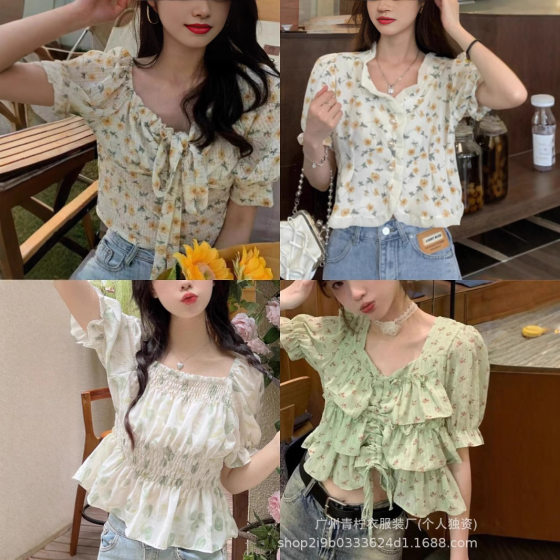 2025 Summer New Chiffon Shirt Women's Short-sleeved Shirt for Pretty Girls Korean Style Fashion Women's Popular Instagram Style