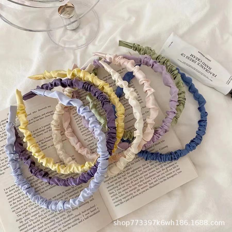 New Korean Ins Versatile satin pleated hair band with sweet temperament hair clip, Korean version hair band hair accessory, female headdress