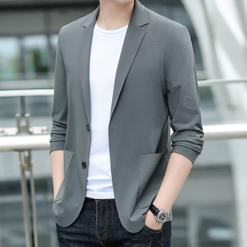 2025春季薄款防晒西服男士春夏潮流休闲单西冰丝防晒衣西装外套男