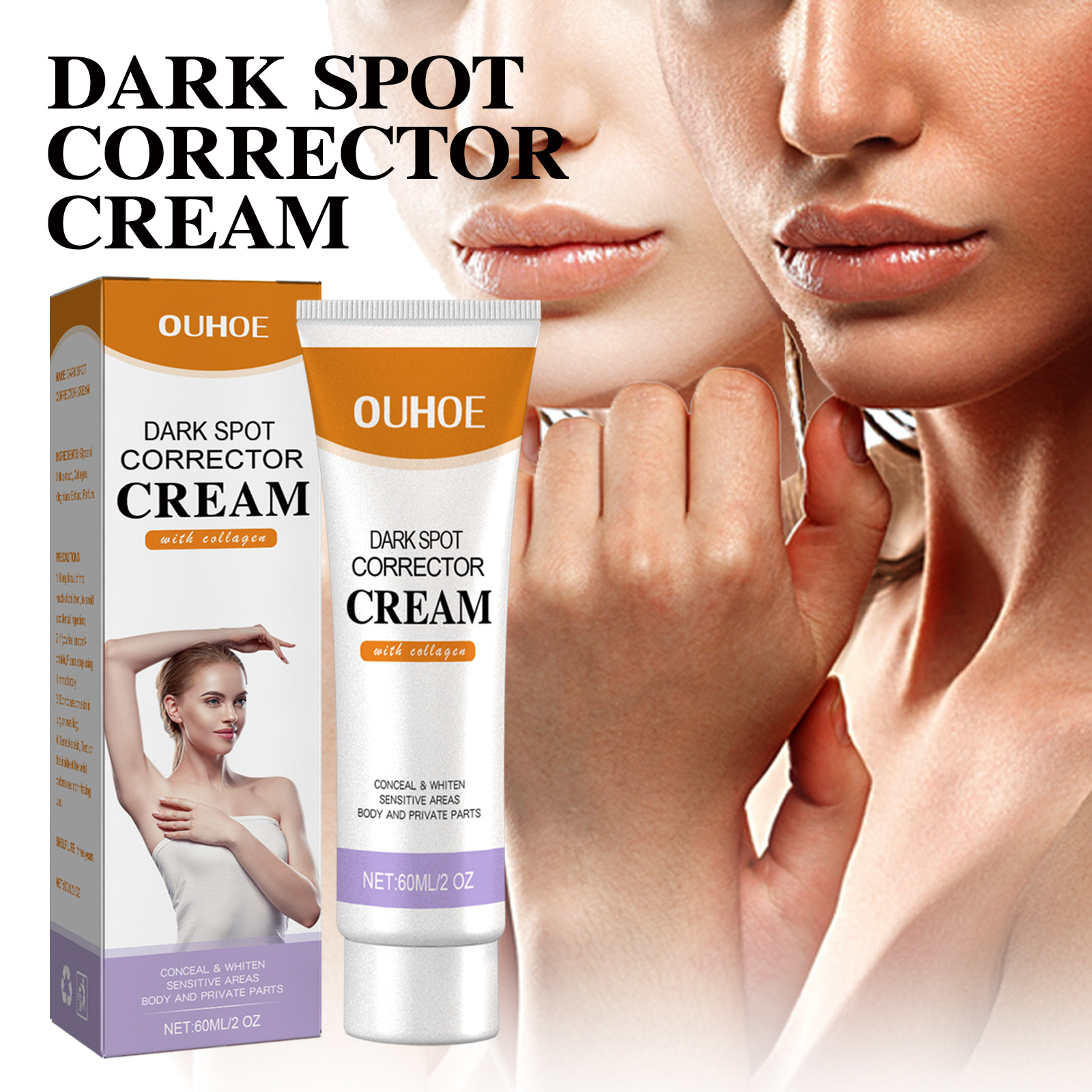 Crema riparatrice anti-macchie nere OUHOE per schiarire le macchie nere, ammorbidire le ginocchia, i gomiti, ravvivare il tono, idratare la pelle e_voghion.com