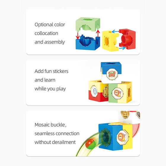 <Cross-border> English version of the square ball track children's diy slide building blocks boys splicing pipe educational toys