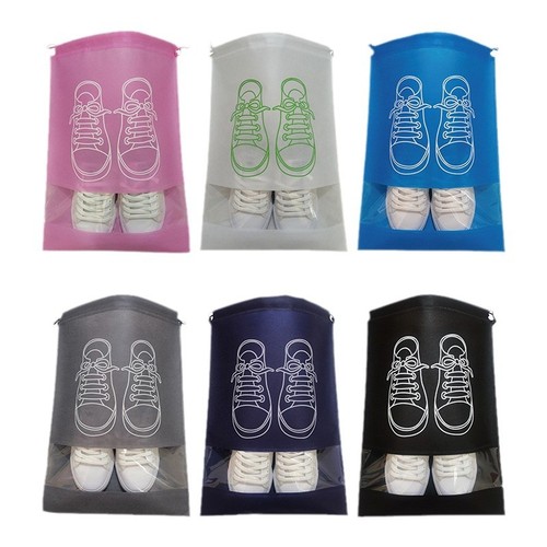 Non-woven Fabric Shoe Storage Bag, Adjustable Strap Pocket, Household Travel Storage Bag, Dustproof, Moistureproof, Eco-Friendly Drawstring Shoe Bag
