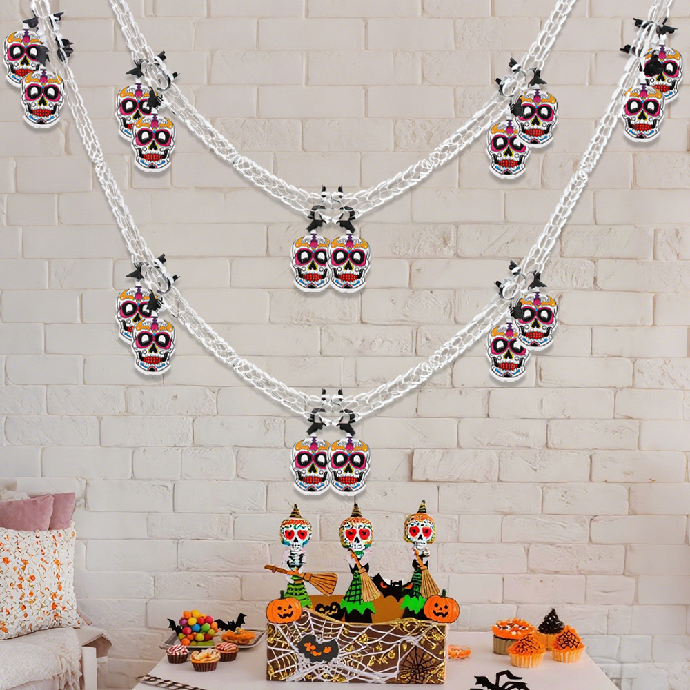 Amazon Día de los Muertos decoraciones colgante hueco dibujo flor mexicano fiesta de carnaval diseño calavera panal dibujo bandera